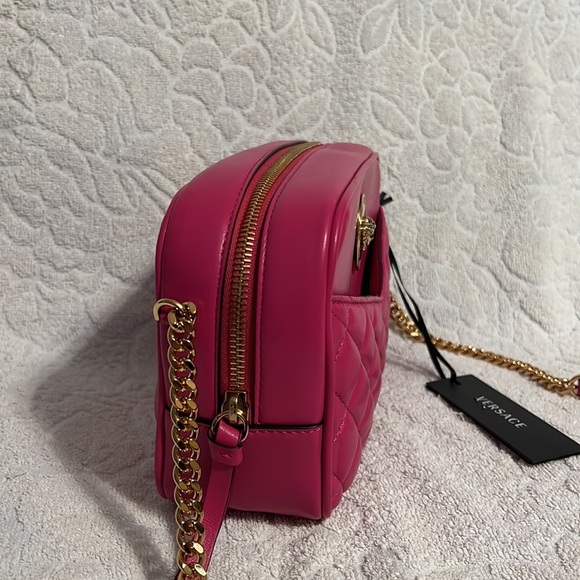 Versace La Medusa icon logo quilted nappa leather Barbie pink crossbody bag NEW - Picture 4 of 7